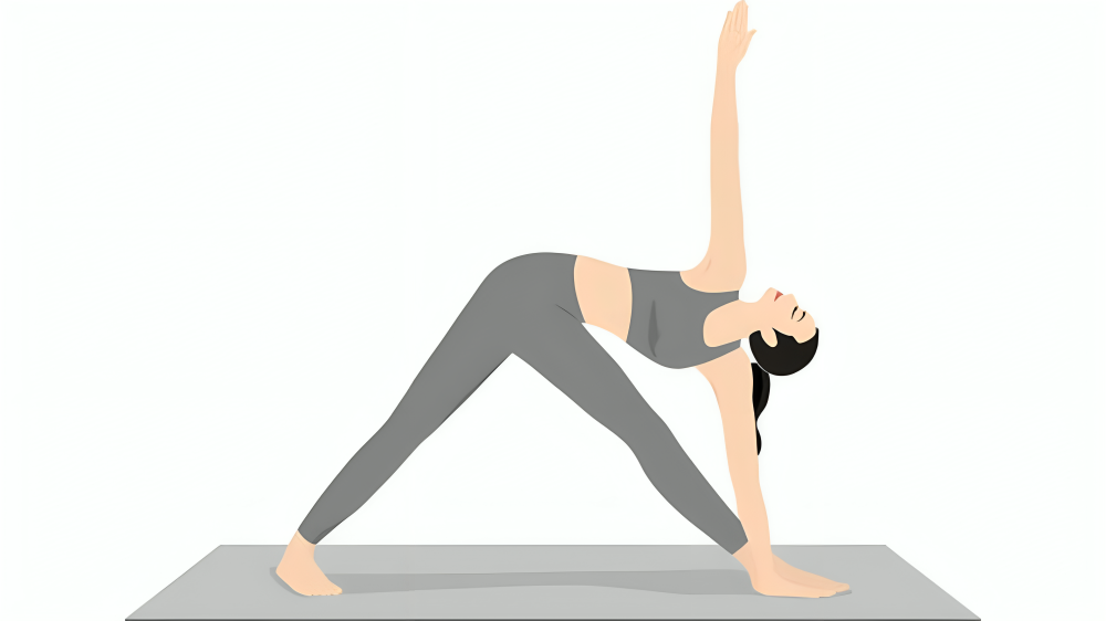 Parivrtta Trikonasana, also known as the Revolved Triangle Pose, is a standing yoga pose that involves a deep twist of the torso